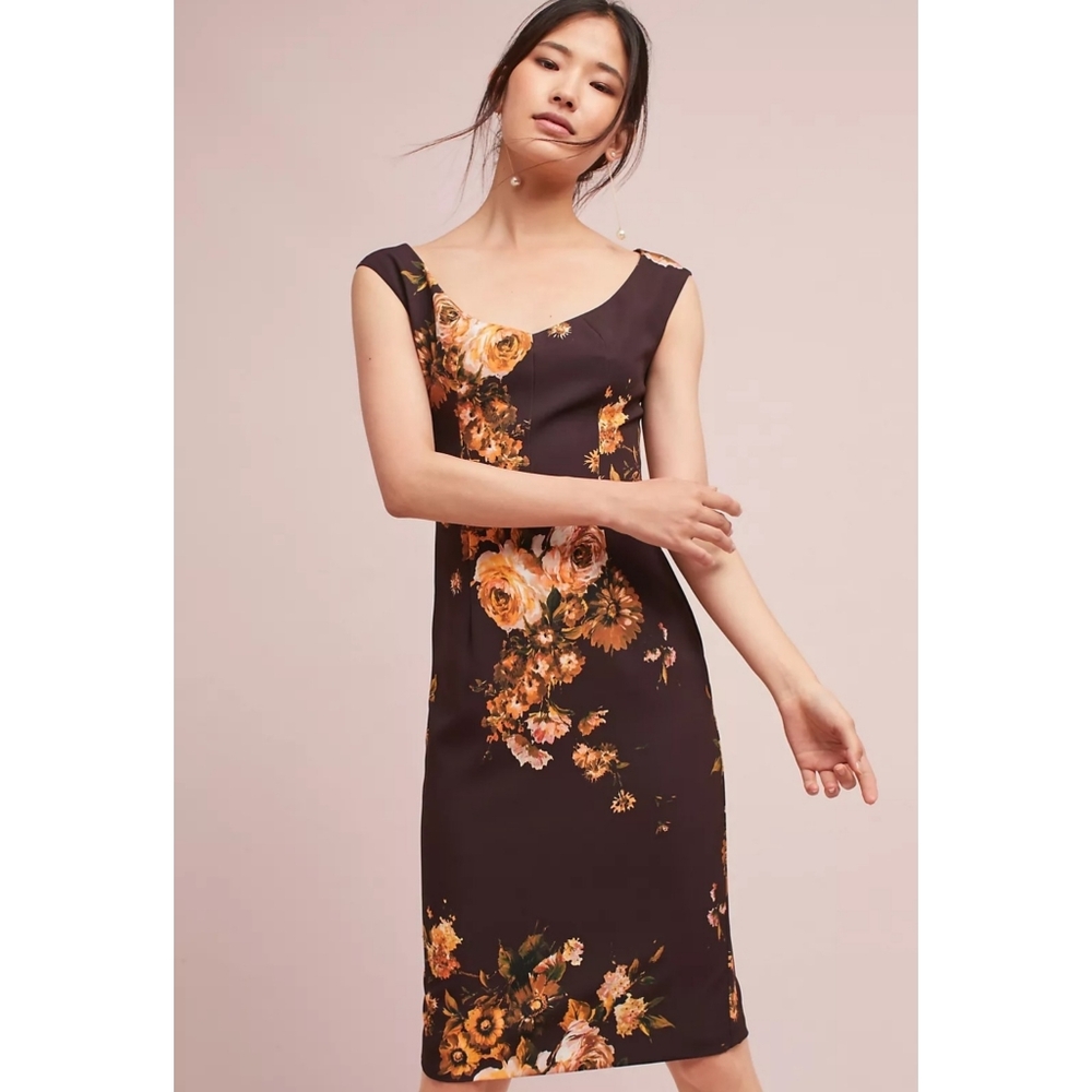 Black Halo | Ellaria Floral Column Dress NEW Size 8 Fall Tones